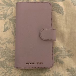 Michael Kors iPhone X Lilac Leather Wallet Case